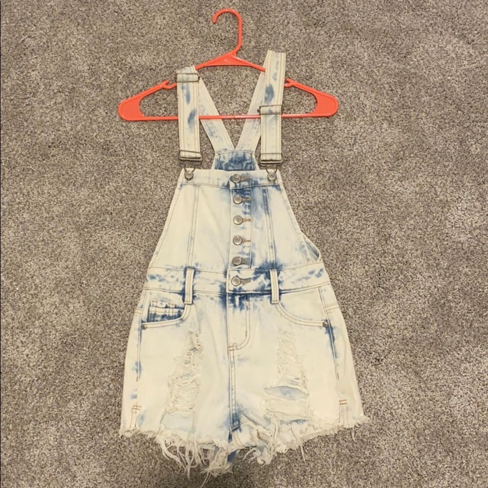 Local-business Acid Wash Overall Shorts